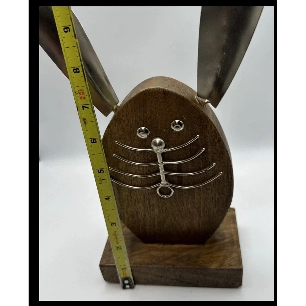 Wooden Bunny Animal Decor Silver Ears